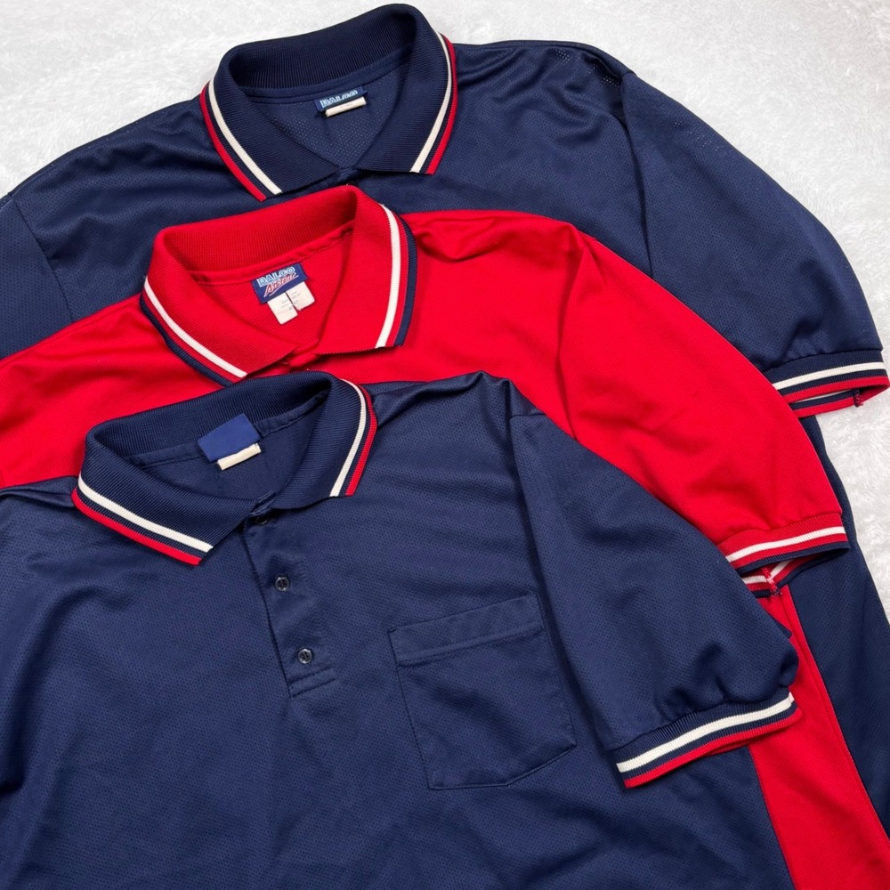 VTG 90s LOT OF 3 Dalco Athletic Polo Shirt Mens L Blue Red Mesh Referee Baseball